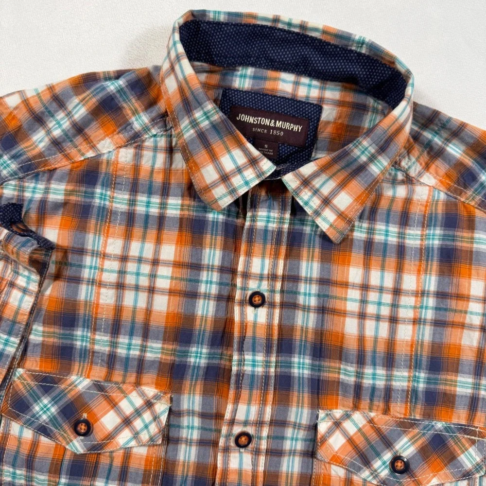 Johnston &‎ Murphy Mens Plaid Short Sleeve Button Up Shirt Size S